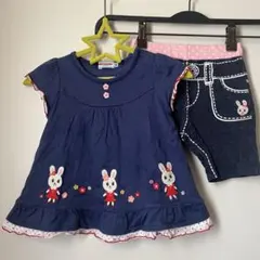ミキハウス　うさこチュニック ハーフパンツ セット 80