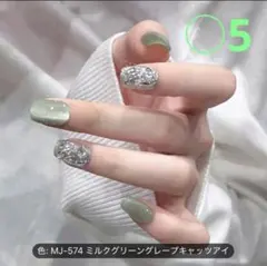 ネイルチップセット・グリーン・グリッター・シルバー・上品・