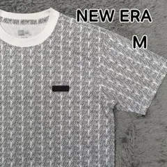 ニューエラ Tシャツ 半袖 総柄 白 × 黒 速乾ドライ ストレッチ メンズ Mのサムネイル
