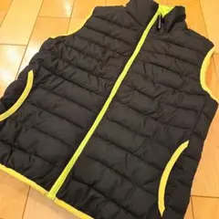 袖なしジャケット　ジャンバー　 黒/黄緑 　秋冬向き　匿名発送