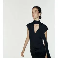 zara ボウタイトップス