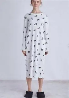 【ハロウィン限定】ジェラートピケ クロネコモチーフ ドレス 猫 ワンピース リブ