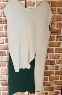 OSMOSIS バイカラー ノースリーブ ニット トップス