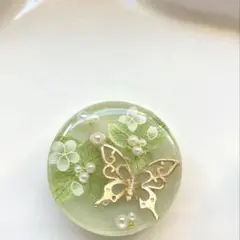 No.3066❀》ハンドメイド レジンヘアゴム グリーン アナベル 大 - メルカリ