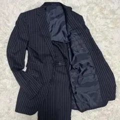 【極美品】オンリー ストライプ　セットアップ スーツ ネイビー
