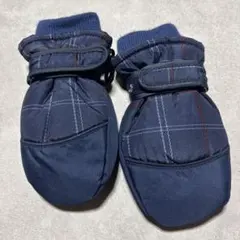 아동용 네이비 체크 무늬 방한 장갑