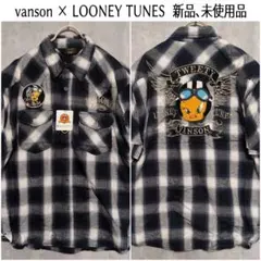 vanson × LOONEY TUNES【XXL】半袖刺繍チェックシャツのサムネイル