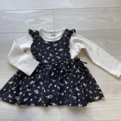 プティマイン 花柄エプロンチュニック長Tセット