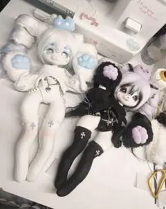 アートドール ケモノ 猫 黒×ピンク パウ付 衣装なし 手縫いぬいぐるみ アートドール ケモノ 猫 黒×ピンク パウ付 衣装なし 手縫いぬいぐるみ