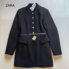 ZARA ウールブレンド 金ボタン ベルテッドコート　M