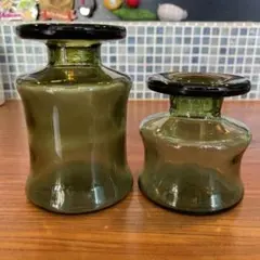 オールドダンスク　グリーン花瓶セット