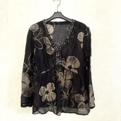 ￼未使用: Via F aburrica 花柄ブラウス（Ｍ-Ｌ)