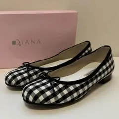 美品 DIANA フラットシューズ 23cm ギンガムチェック 箱付き