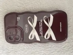 リボンデザイン iPhoneケース ダークブラウン