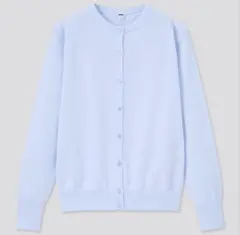 ユニクロ UVカットスーピマコットンクルーネックカーディガン M ブルー
