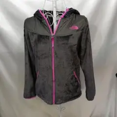 148US古着ザノースフェイスフリースボアデナリフードジャケットガールズL-BL