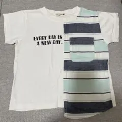 【春夏】ブランシェス/白地＆ボーダーコンビ/半袖Ｔシャツ100cmのサムネイル