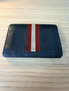 BALLY バリー 二つ折り財布 レザー 本革 ストライプ ネイビー スイス製のサムネイル