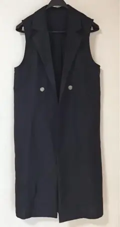 ノースリーブ　ダブルボタン　ロングジレ　ベスト M