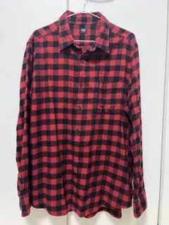 UNIQLO 赤黒チェック 長袖シャツ XL
