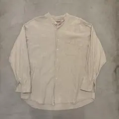 90s リネンシャツ バンドカラーシャツ USA古着 グッドレギュラー 片ポケ