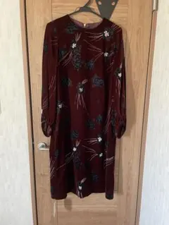 ナノユニバース ベンベット　ベロア　花柄　ワンピース　ワインレッド　タグ付き