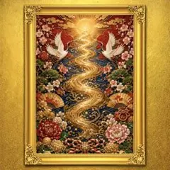 風水開運絵画＊新月迎金龍 銀河 金運 夢を叶える 仕事 出世 バランス