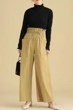 Ray BEAMS*シャーリングハイネック カットソー*黒レイビームスのサムネイル