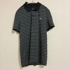 LACOSTE ラコステ L ポロシャツ ボーダー 黒 グレー ゴルフウェア