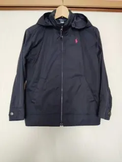美品!ラルフローレン ネイビーフード収納付きジャンバーM(140~150cm)