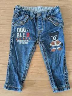 【新品未使用】ミキハウス　DOUBLE.B クマ刺繍デニムパンツ 80サイズ