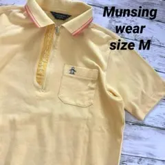 ◆日本製◆　MUNSINGWEAR　ハーフジップ　M　半袖　ポロシャツ　メンズ