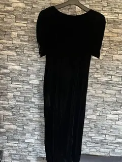 【お値下げ】ブラック ベルベット 半袖 パーティドレス