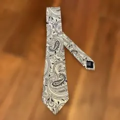 ALEXANDER JULIAN ペイズリー ネクタイ、ホワイト