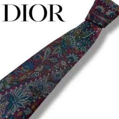 Dior ディオール ネクタイ ペイズリー柄 花柄 ボルドー系 シルク 高級