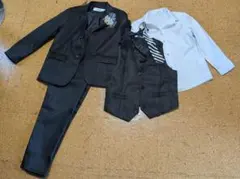 150 cm キッズ 3点セット スーツ ブラックストライプ