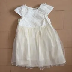 petit main お花レースチュールワンピース　100 クリーム　フォーマル