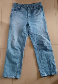 【最終価格！】GU　ハイウエストストレートジーンズ　63blue XL