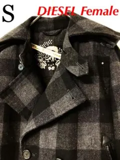 美品　DIESEL ダブルライダースジャケット　S チェック　グレー