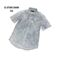 ジースターロゥ　半袖　シャツ　チェック柄　牛革　コットン100% XS