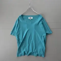 MM6 バックギャザー フリル 変形Tシャツ カットソー S ターコイズブルーのサムネイル