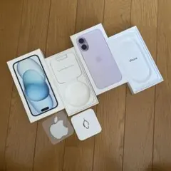 Apple iPhone 17パープル 15ブルーの空箱