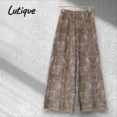 ルティーク ペイズリー柄 ガウチョプリーツパンツ 薄手 ゴムウエスト ゆったり