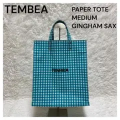 未使用品　TEMBEA バケットトートバッグ　ギンガムチェック　ブルー