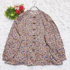 極美品❉ Louise Misha 総柄ブラウス ラメ 長袖 リボン ギャザー 