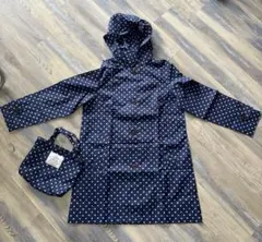 値下げキッズレインコート　9-11歳 ネイビードット