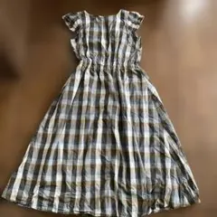 ジーユー　ノースリーブ チェック柄 ロングワンピース　ブラウン系