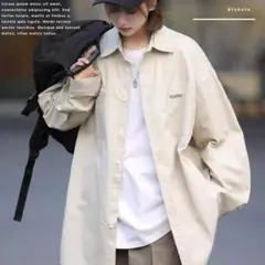 淡色 ドロップショルダー ルーズ長袖シャツ レディース メンズ オフホワイト