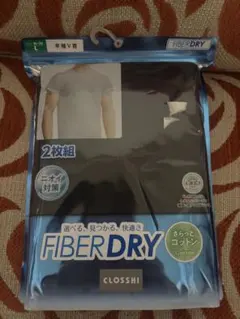 新品 CLOSSH FIBER DRY 半袖V首 2枚組 L 黒 におい対策 綿のサムネイル