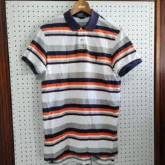 ポロ ラルフローレン 半袖 ポロシャツ ボーダー S 90s 鹿の子 　刺繍ロゴ